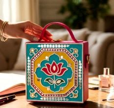 Mini Lotus Lippan Art Handcrafted Square Sling Bag